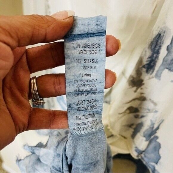 OBSESSION Milan London PARIS 8906M TIE DYE TIERED SILK DRESS DENIM Size Small - Picture 7 of 7
